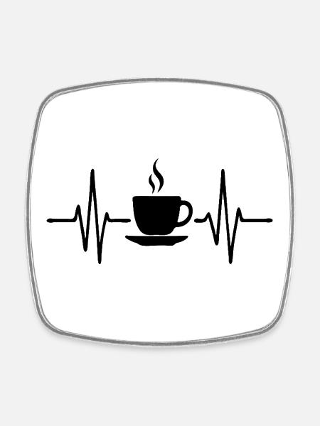 Battement de cœur de café, conception artistique au trait minimal - Magnet carré - blanc