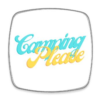 Camping Please Retro Script - Viereckiger Kühlschrankmagnet - Weiß - Vorne