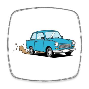 Blue Cartoon Carriage Retro Charm - Square fridge magnet - white - Front