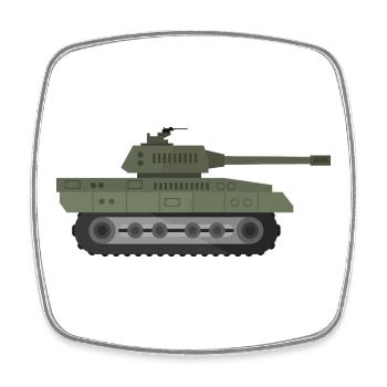 Char militaire - Magnet carré - blanc - Devant