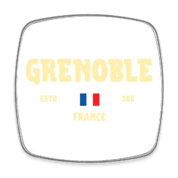 Grenoble Frankreich Vintage Französische Stadt T-Shirt - Viereckiger Kühlschrankmagnet - Weiß - Vorne