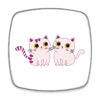cats cute - Square fridge magnet - white - Front