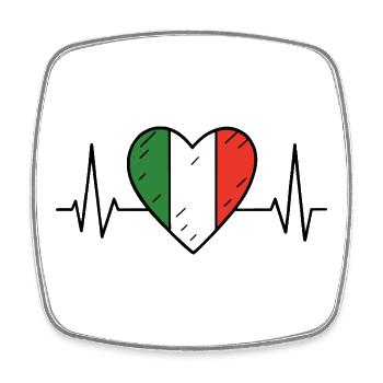 Italien Heartbeat Line Flagge Liebe Reisen Design - Viereckiger Kühlschrankmagnet - Weiß - Vorne