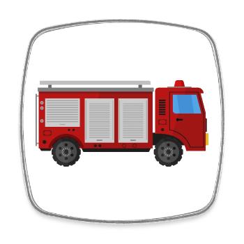 Camion de pompiers - Magnet carré - blanc - Devant
