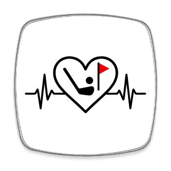 Golf Heart Sport Passion Ball Raquette - Magnet carré - blanc - Devant