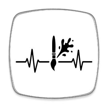 Rouleau à peinture Heartbeat Line DIY Painter Design - Magnet carré - blanc - Devant