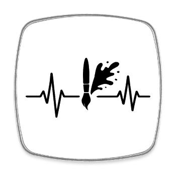 Rouleau à peinture Heartbeat Line DIY Painter Design - Magnet carré - blanc - Devant