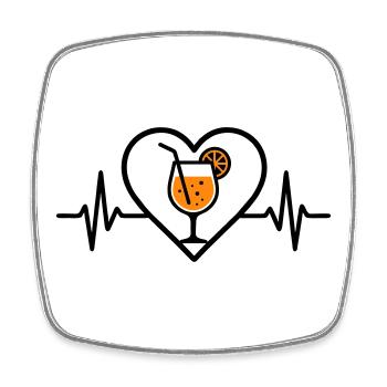 Spritz Heart Cocktail Orange Drink Glass - Magnet carré - blanc - Devant