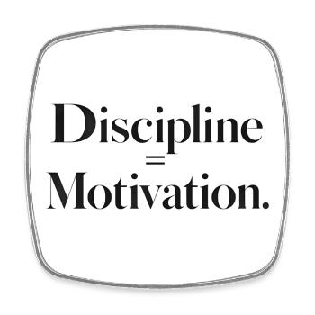 Discipline Motivation Typographie - Magnet carré - blanc - Devant