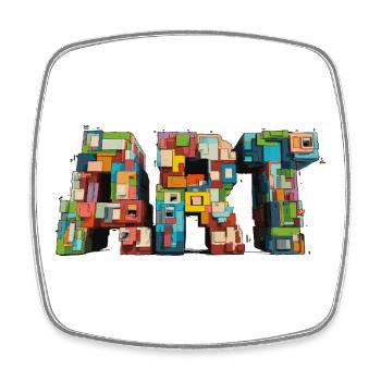 Colorful Pixel ART motif in retro look - Square fridge magnet - white - Front