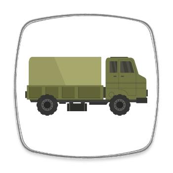 Camion militaire - Magnet carré - blanc - Devant