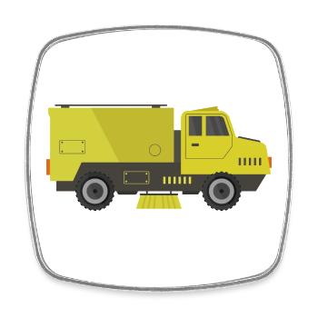 Street sweeper truck - Square fridge magnet - white - Front