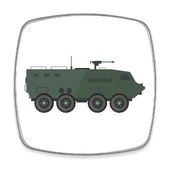 Char militaire - Magnet carré - blanc - Devant