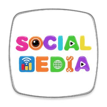 Pop Art coloré des médias sociaux - Magnet carré - blanc - Devant