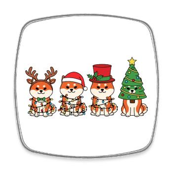 Shiba Inu Weihnachtsmann Weihnachtsbeleuchtung - Viereckiger Kühlschrankmagnet - Weiß - Vorne