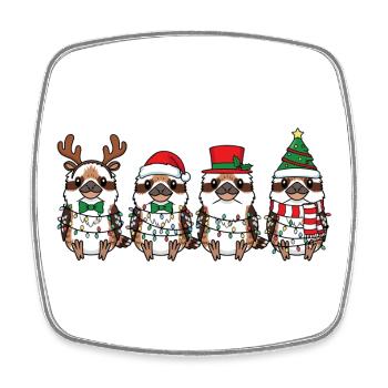 Lachender Hans Weihnachtsmann - Viereckiger Kühlschrankmagnet - Weiß - Vorne