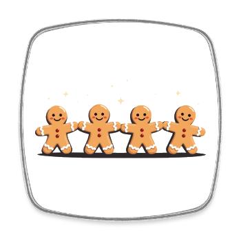Gingerbread Quartet Holiday Charm - Viereckiger Kühlschrankmagnet - Weiß - Vorne