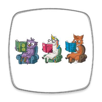 Cute Animals Reading Believe In Yourself Design - Square fridge magnet - white - Front