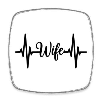 Wife Herzschlag Schriftzug Design - Viereckiger Kühlschrankmagnet - Weiß - Vorne
