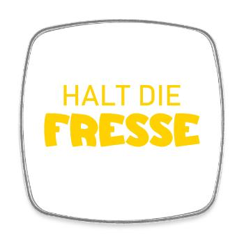 Halt die Fresse - Cooler Spruch - Viereckiger Kühlschrankmagnet - Weiß - Vorne