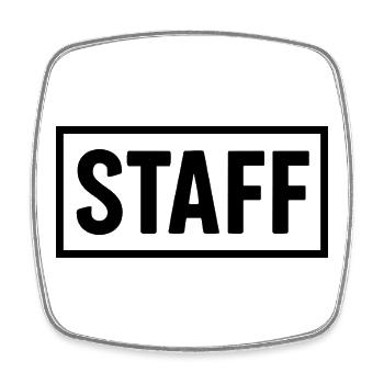 Minimalist STAFF Shirt – Club & Event Crew - Square fridge magnet - white - Front
