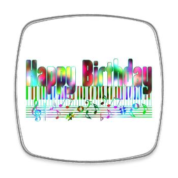 Neon Geburtstagsmusik Kaleidoskop Happy - Viereckiger Kühlschrankmagnet - Weiß - Vorne