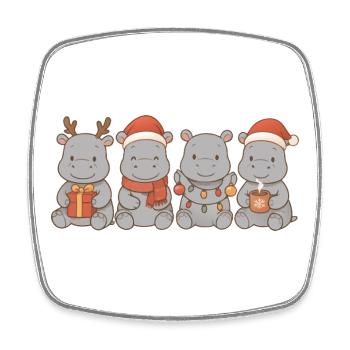 Hippopotames pour enfants, garçons et filles, Noël - Magnet carré - blanc - Devant