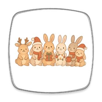 Lapins Enfants Garçons Filles Lapins de Noël - Magnet carré - blanc - Devant