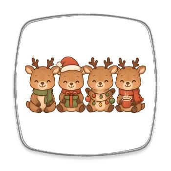 Hirsche für Kinder, Jungen und Mädchen, Weihnachte - Viereckiger Kühlschrankmagnet - Weiß - Vorne