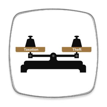 Scales of Reality: Taxes vs. Theft - Square fridge magnet - white - Front