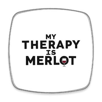 My Therapy Is Merlot Funny Wine Saying - Square fridge magnet - white - Front