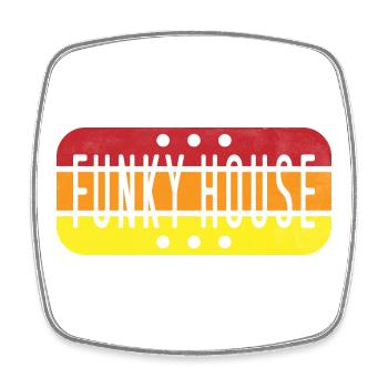 Funky House Music Shirt - Vintage Rave Retro Festi - Square fridge magnet - white - Front