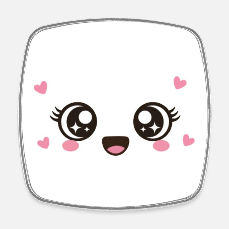 Kawaii Yeux mignons - Magnet carré - blanc