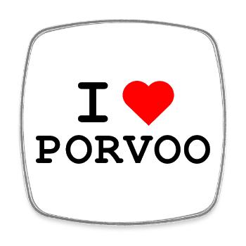 Ich liebe Porvoo - I love Porvoo - Viereckiger Kühlschrankmagnet - Weiß - Vorne