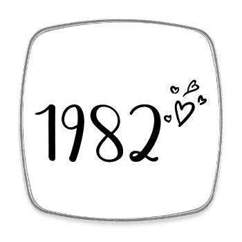 1982 - Viereckiger Kühlschrankmagnet - Weiß - Vorne