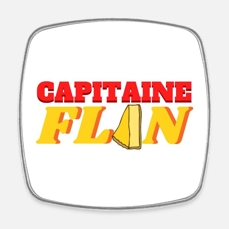 Capitaine Flan - Magnet carré - blanc