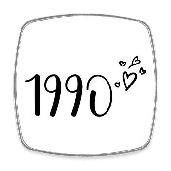 1990 - Square fridge magnet - white - Front