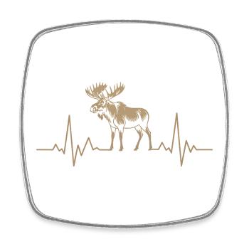 Moose Herzschlag Silhouette - Viereckiger Kühlschrankmagnet - Weiß - Vorne