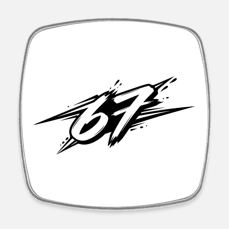67 / Six Seven - Viereckiger Kühlschrankmagnet - Weiß