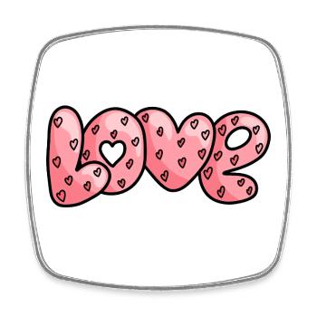 Lettrage LOVE – design cœur & amour - Magnet carré - blanc - Devant