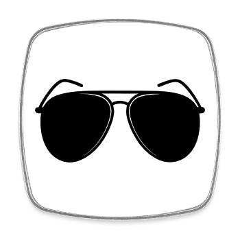 Lunettes de soleil - Magnet carré - blanc - Devant