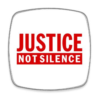 Justice Not Silence Déclaration de Gerechtigkeit - Magnet carré - blanc - Devant
