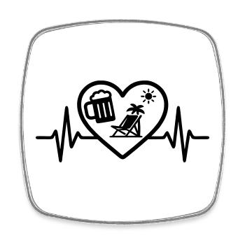 Heart, Beer, Holiday, Sun, Humor - Square fridge magnet - white - Front