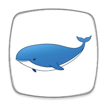 Blue Whale Cartoon - Square fridge magnet - white - Front