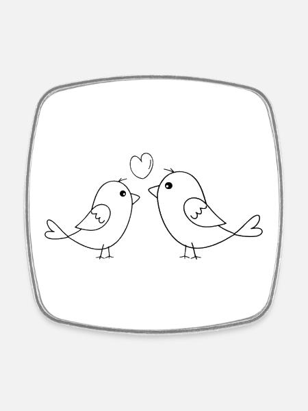 love birds - Square fridge magnet - white
