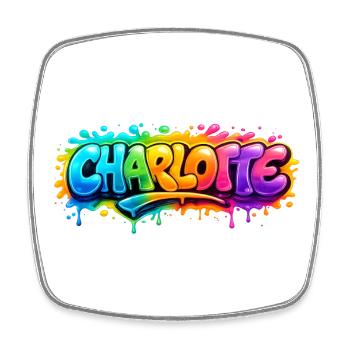 Graffiti Charlotte Name Gift Ideal Printable - Square fridge magnet - white - Front