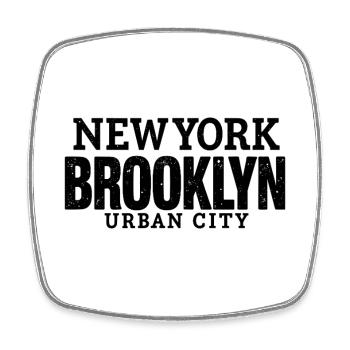 Urban City New York Brooklyn Vintage Style - Square fridge magnet - white - Front