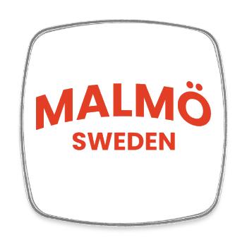 Malmö Red Typography - Square fridge magnet - white - Front