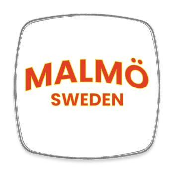 Logo en gras de Malmö Suède - Magnet carré - blanc - Devant