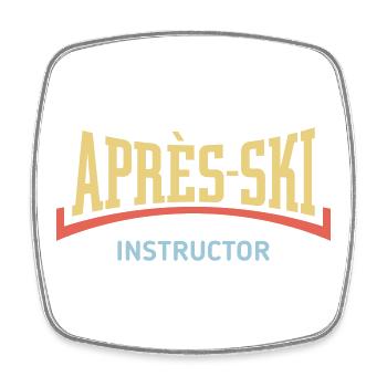Après-Ski – Instructor (Konkav / Apres Ski / 3C) - Viereckiger Kühlschrankmagnet - Weiß - Vorne